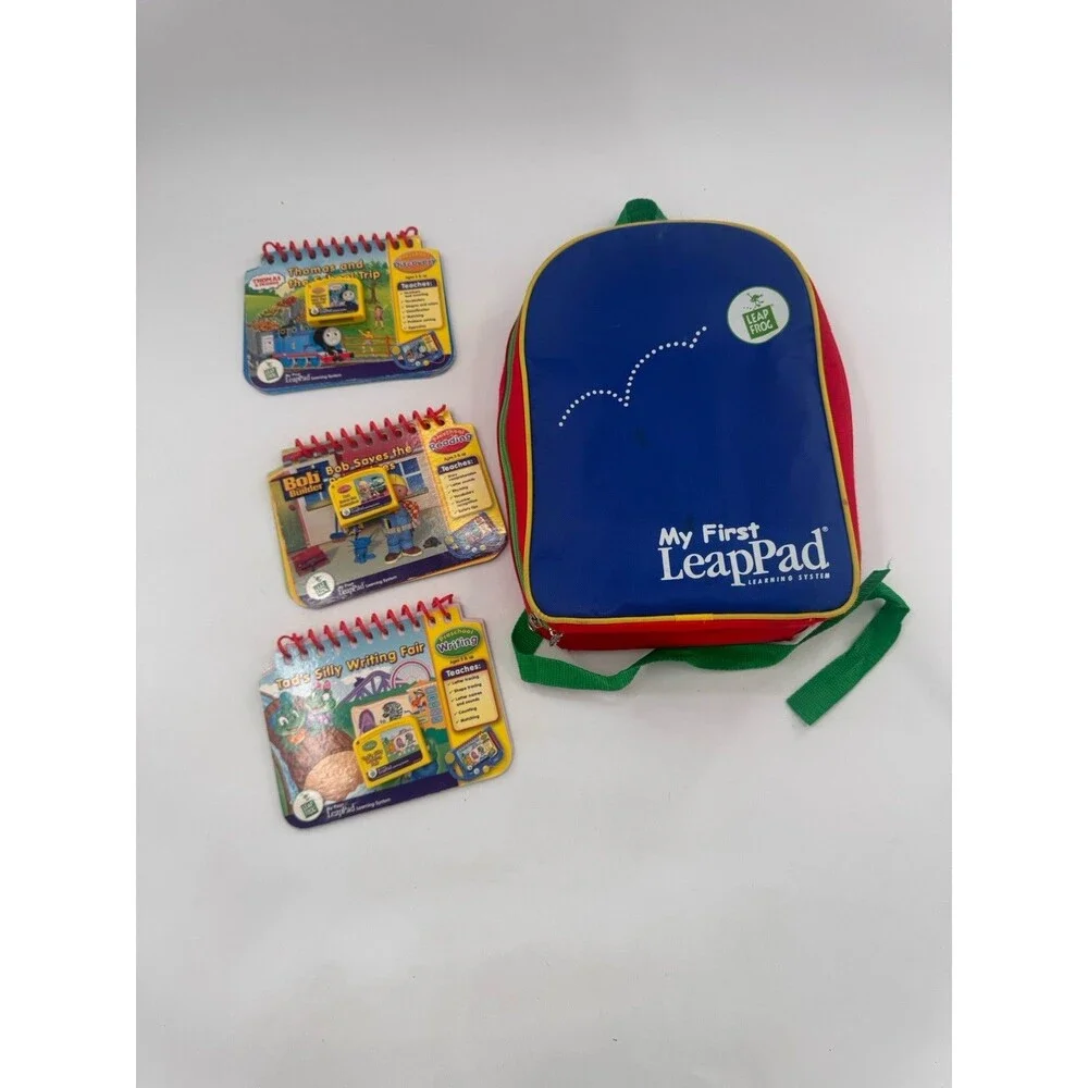 My First Leap Pad Books and Matching Cartridges Set of 3 and BackPack Thomas Bob